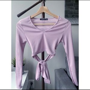 BooHoo Lilac Wrap Crop Top